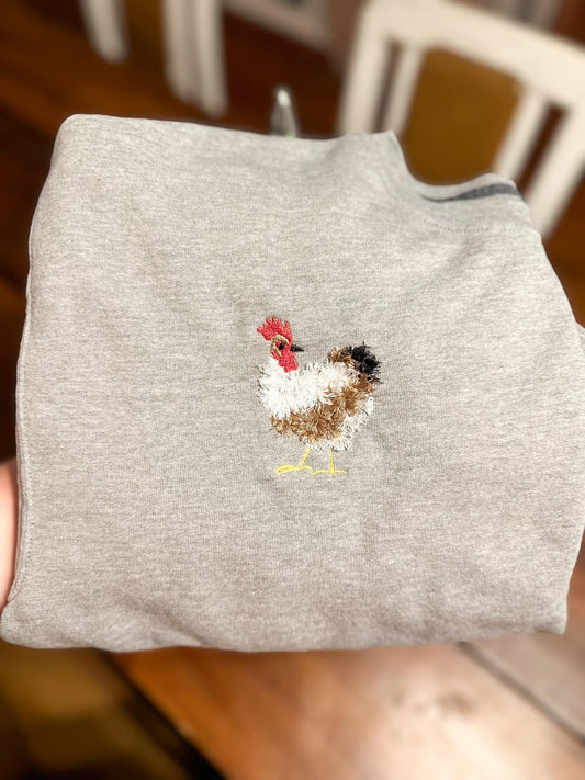 Fluffy Chicken Embroidered